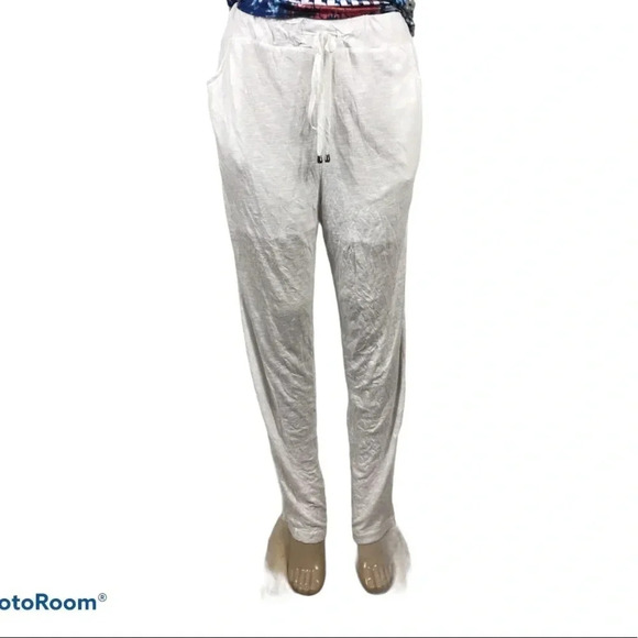 Tango Mango White Waist Tie Pants with partial inside lining New With Tags - Picture 1 of 7